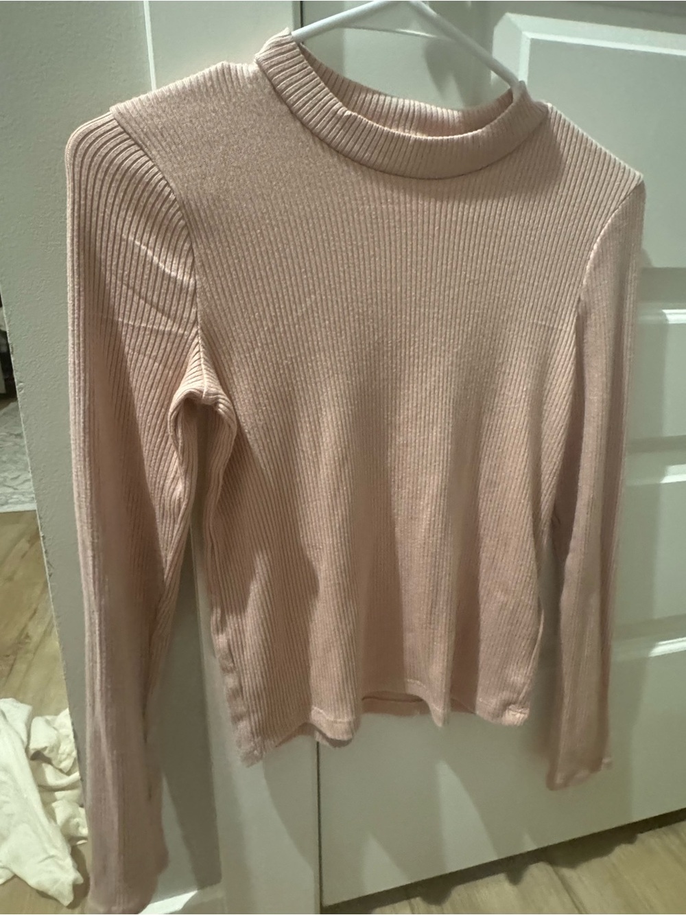 abercrombie kids Ribbed Mock Neck Sweater in Blush Pink